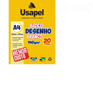 BLOCO DESENHO BCO USAPEL 140G/M2 210X297MM(A4)  20FLS